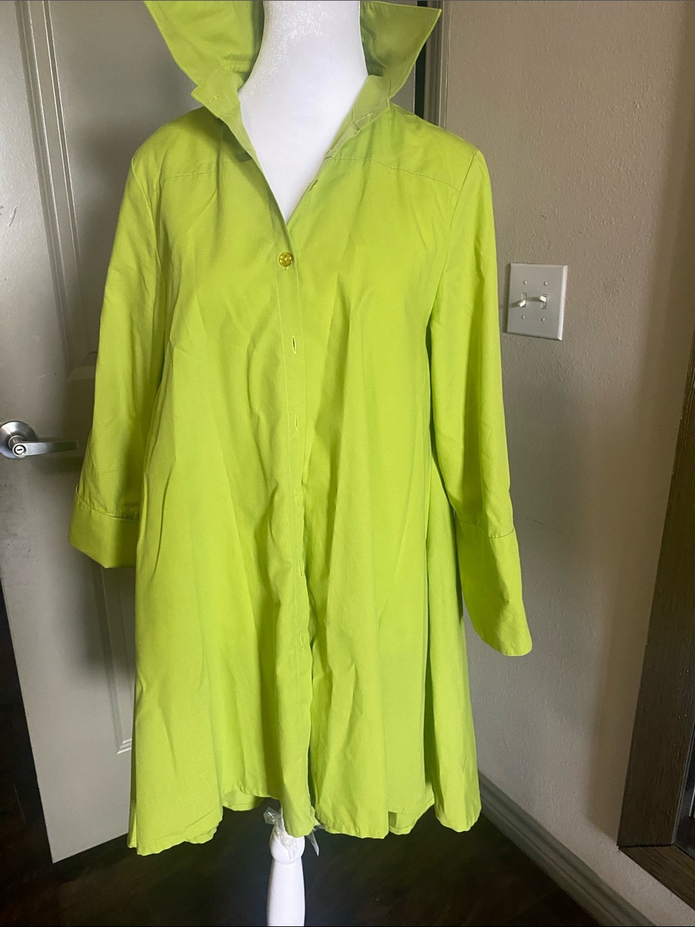 Bright Lime Green long full A line Shirt
